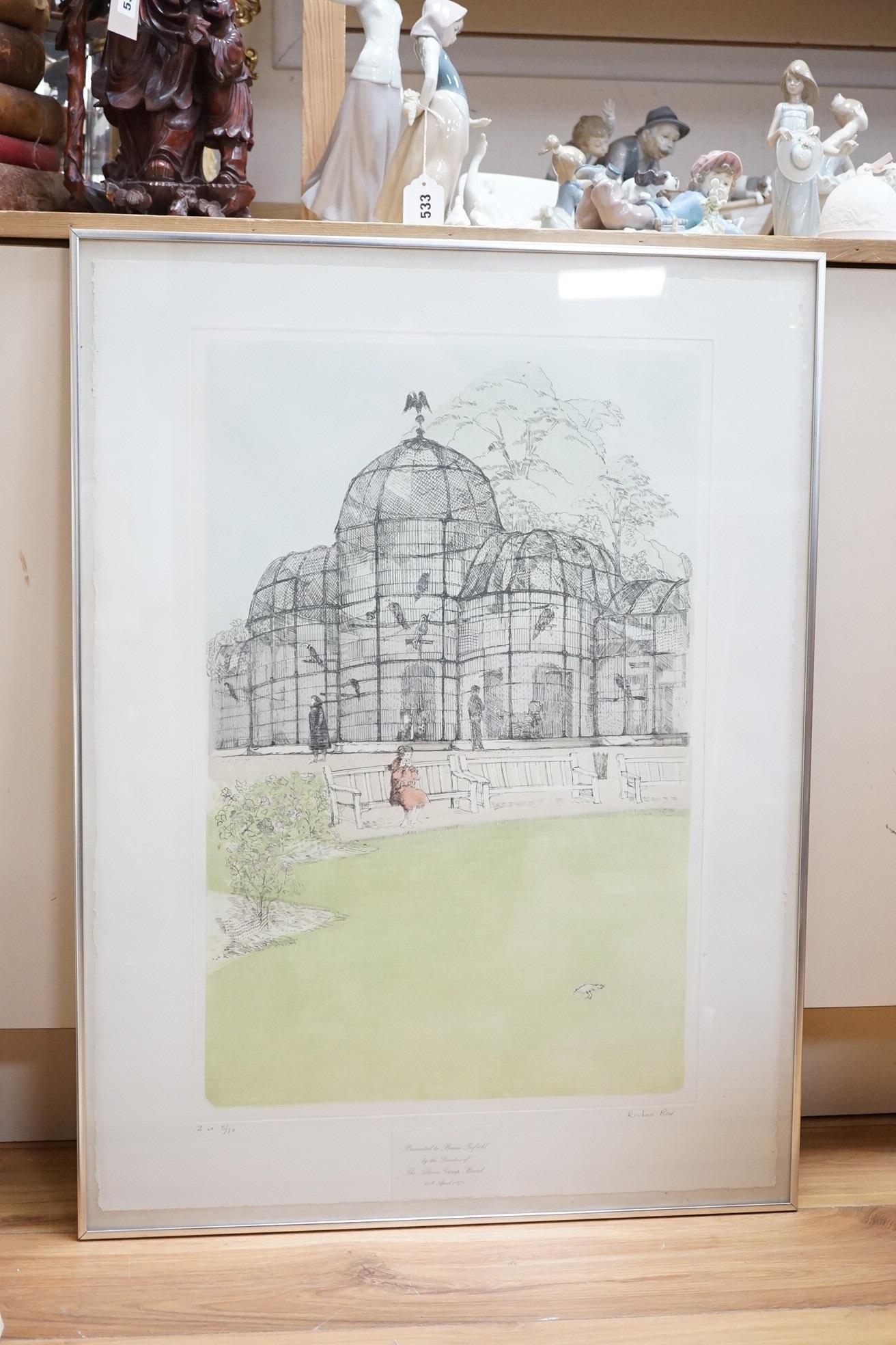 Richard Beer (1928-2017), colour etching, 'Zoo’, limited edition 5/70, signed and titled in pencil, 77 x 54cm. Condition - good